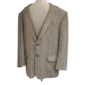 VINTAGE BARRINGTON 100% WOVEN NATURAL SILK YARN BLAZER JACKET GRAY SIZE 42S